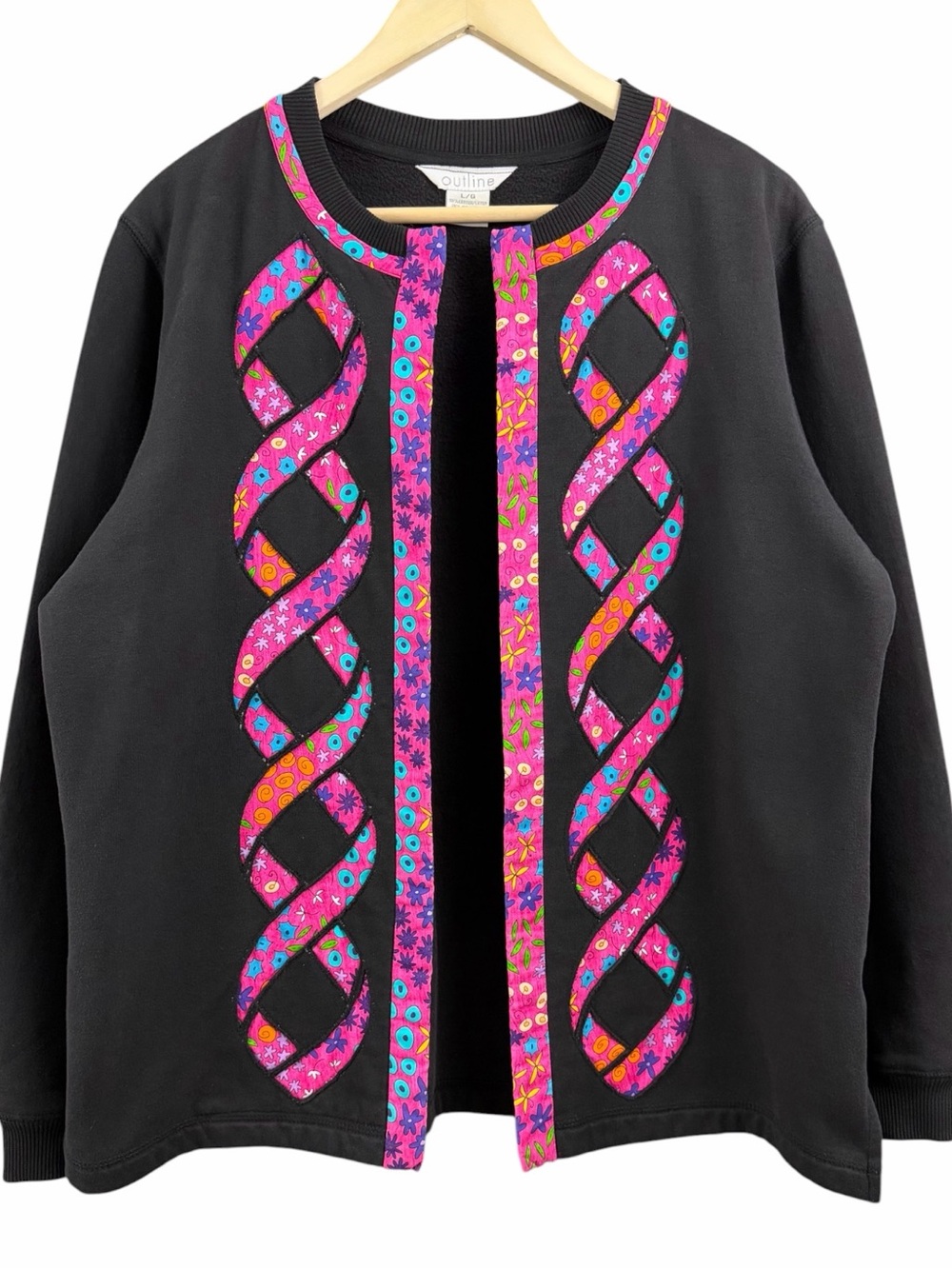 Outline Vintage Y2K 90s/2000s Artsy Boho Ribbon Lattice Cardi Quilt Inspired